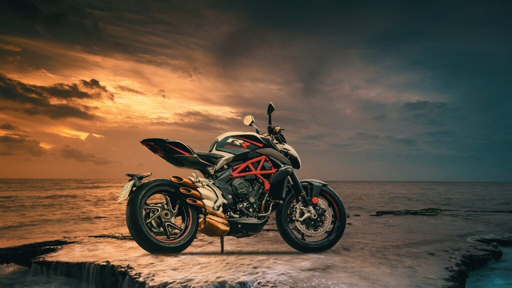 motorcycle, vehicle, motorbike, nature, wheels, transport, sunset